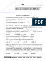 GATE Chemical Engineering Paper 2018 Summary