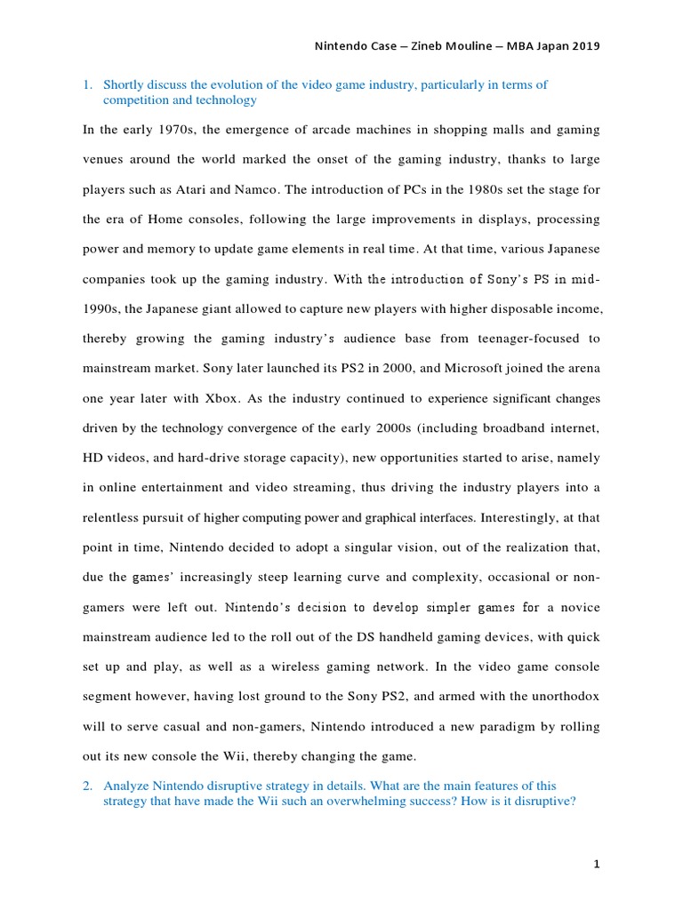 Nintendo Case Study PDF Video Games Video Game Industry