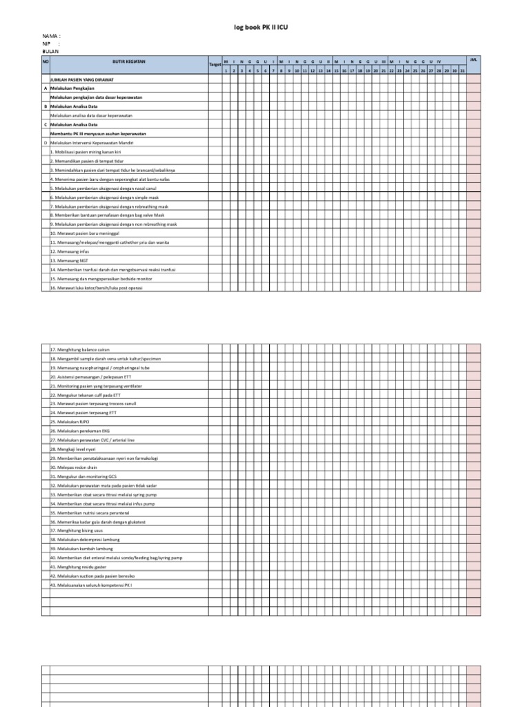 Log Book PK II ICU | PDF