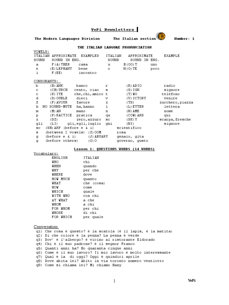 Learning Italian Language | PDF