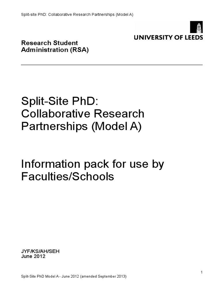 Split-Site PhD Model A Overview | PDF | Doctor Of Philosophy | Thesis