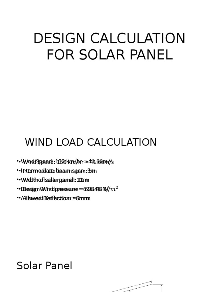 Design Calculation For Solar Panel | PDF