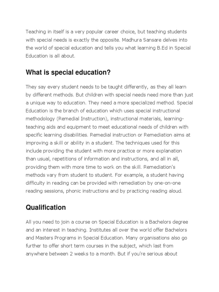 BED SPECIAL EDUCATION COURSE DETAILS visual data 4