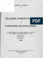 Relațiile Țărilor Române Cu Patriarhia de Alexandria - Dimitrie G. Ionescu (București, 1935)