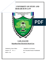 National University of Study and Research in Law: Case Analysis Rajasthan State Electricity Board Case