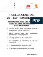 Argumentos de La Uso para La Convocatoria Diferenciada de Huelga General 29sep