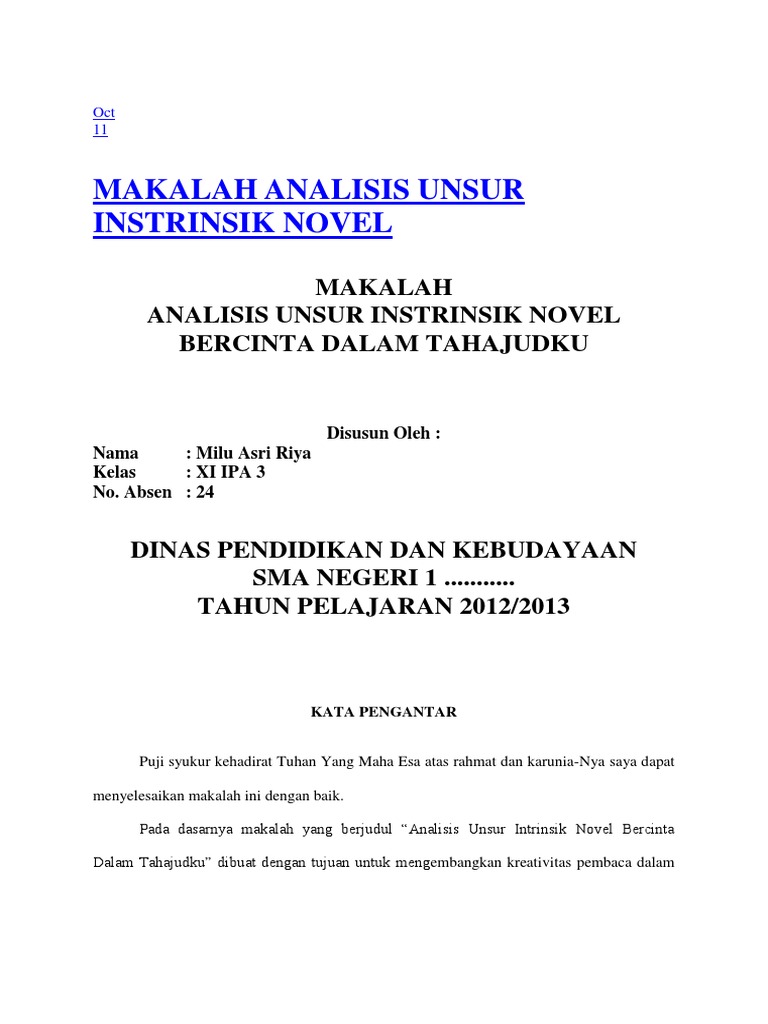 Contoh Makalah Analisis Unsur Intrinsik Dan Ekstrinsik Novel Contoh Surat Format Surat 2020