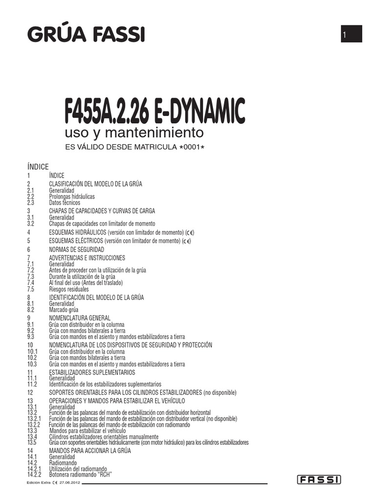 Fassi F455a 2.26 E-Dynamic | PDF | Grúa (máquina) | Science