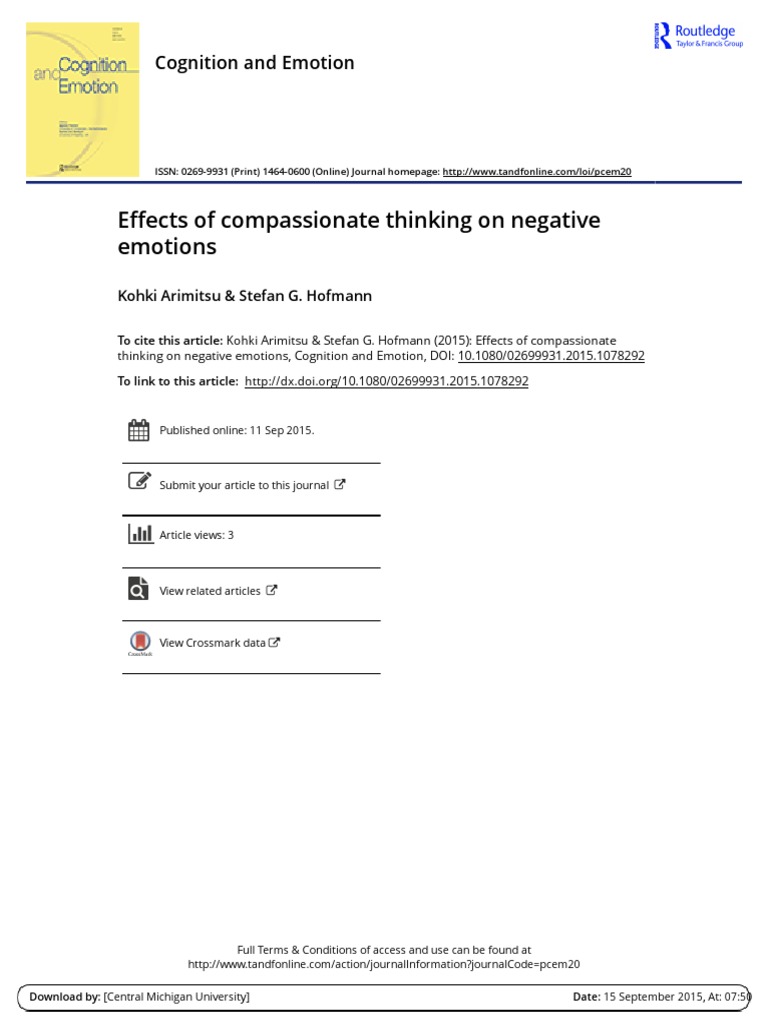 2015 Effects of Compassionate Thinking On Negative Emotions