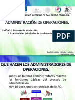 Actividades Principales de La Administración de Operaciones.