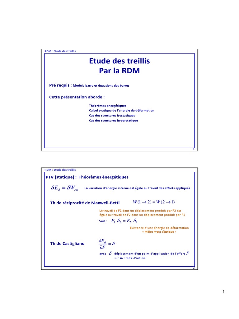 Étude des Treillis en RDM | PDF | Treillis (assemblage) | Analyse ...