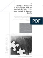 Bibliografia Complementar - Psicologia Comunitária e A Saúde Pública Relato de Experiencia Da Prática Psi em Uma Unidae Básica de Saúde PDF