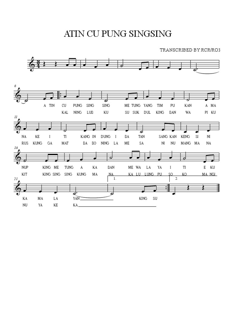 Atin Cu Pung Singsing Lyrics Tagalog