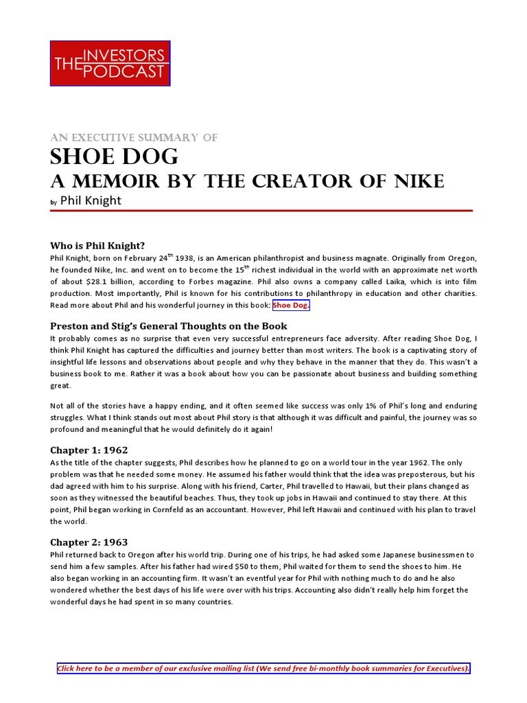 Shoe Dog PDF Nike Clothing
