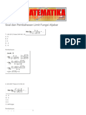 Zona Matematika Soal Dan Pembahasan Limit Fungsi Aljabar