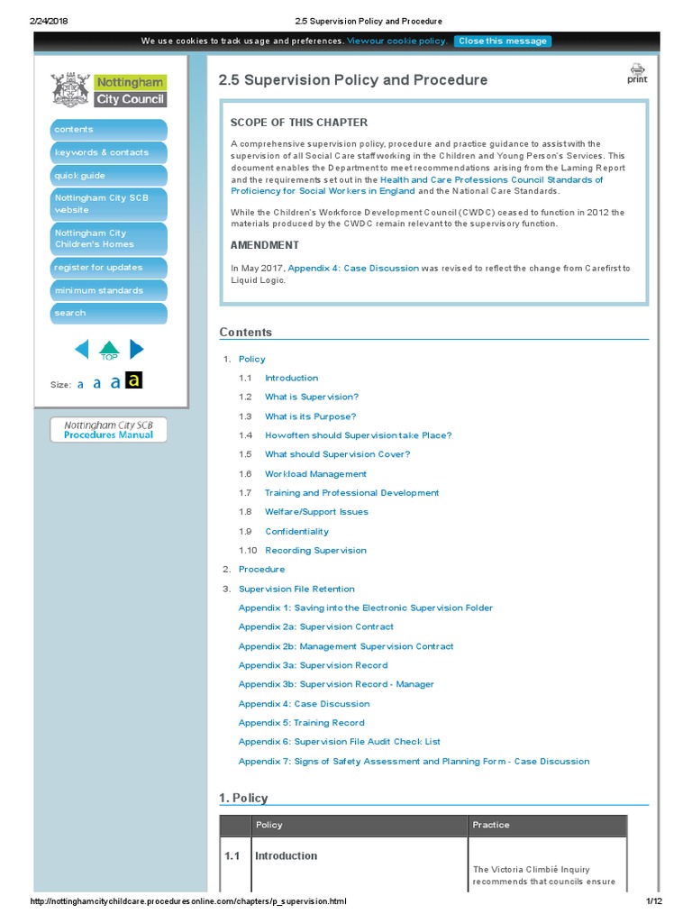 Comprehensive Supervision Policy and Procedure Guidance for Social Care ...