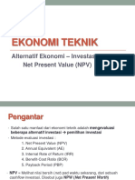 Ekotek 4. Alternatif Ekonomi Investasi NPV