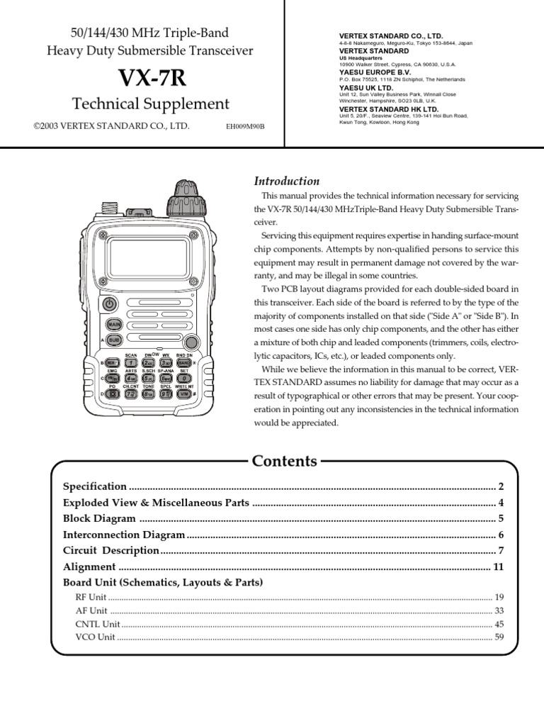 Yaesu VX-7R Service Manual | PDF | Amplifier | Electronic Filter