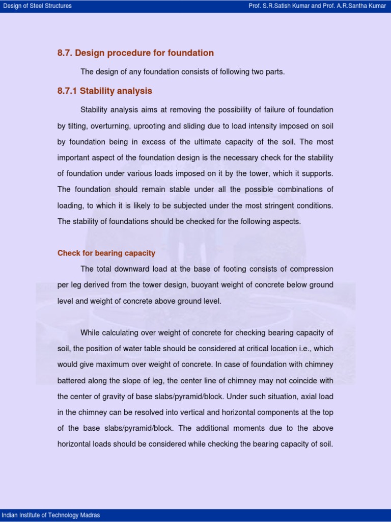8.7. Design Procedure For Foundation: Check For Bearing Capacity | PDF