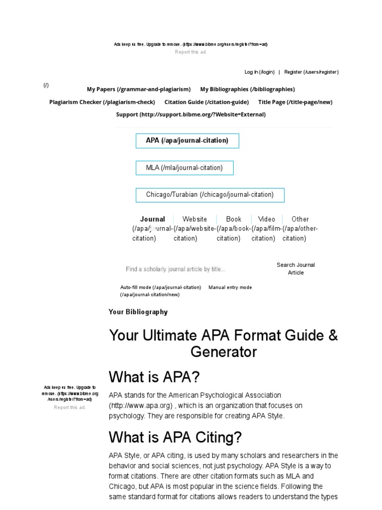 APA Format APA Citation I BibMe Citation Apa Style