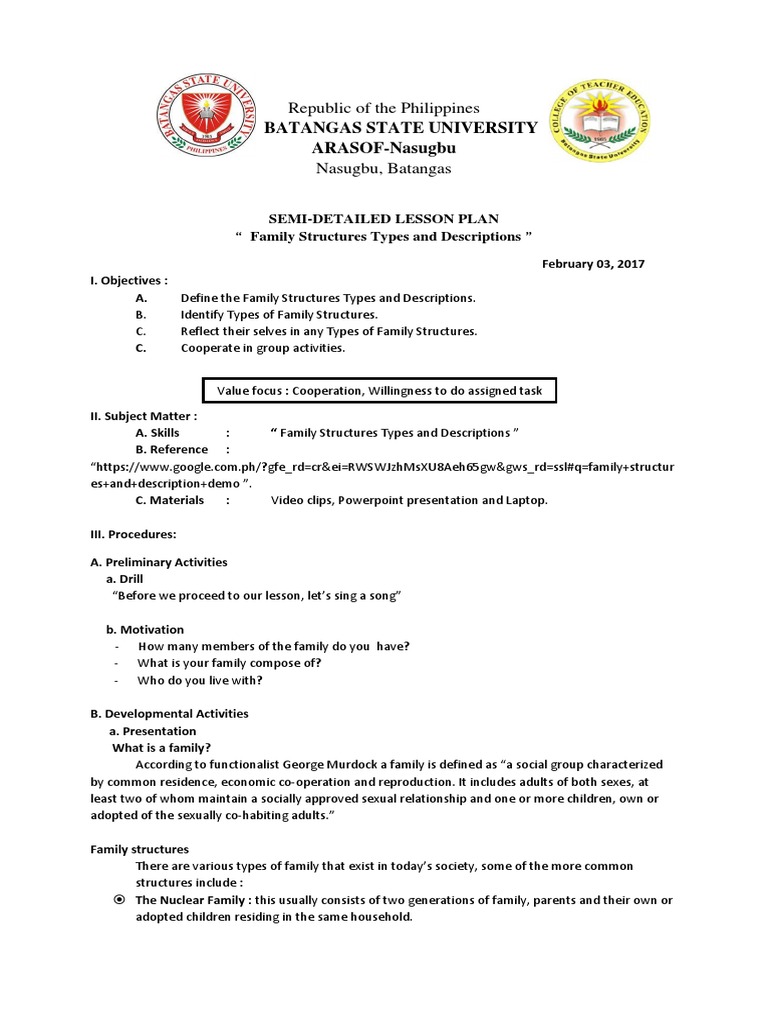 Family Structures Lesson Plan | PDF | Parent | Relationships