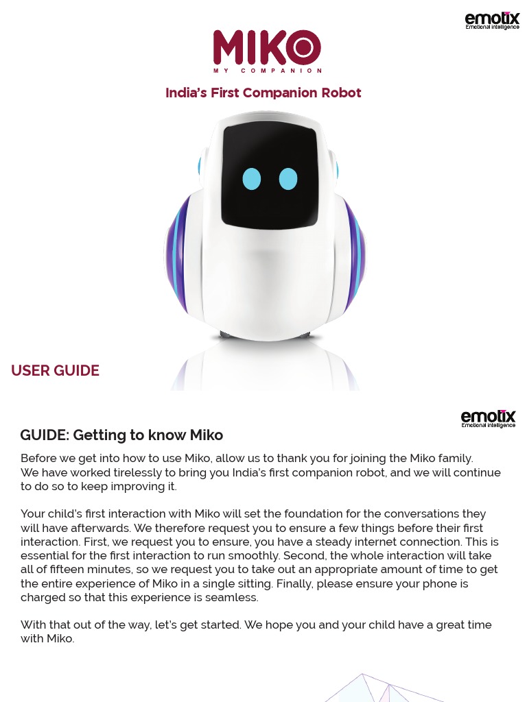 Miko Robot Setup and User Guide | PDF | Mobile App | Bluetooth