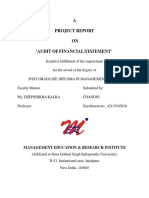 A Project Report ON 'Audit of Financial Statement': Management Education & Research Institute
