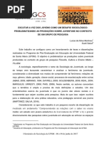 Escutar a Voz Dos Jovens - Sociologia