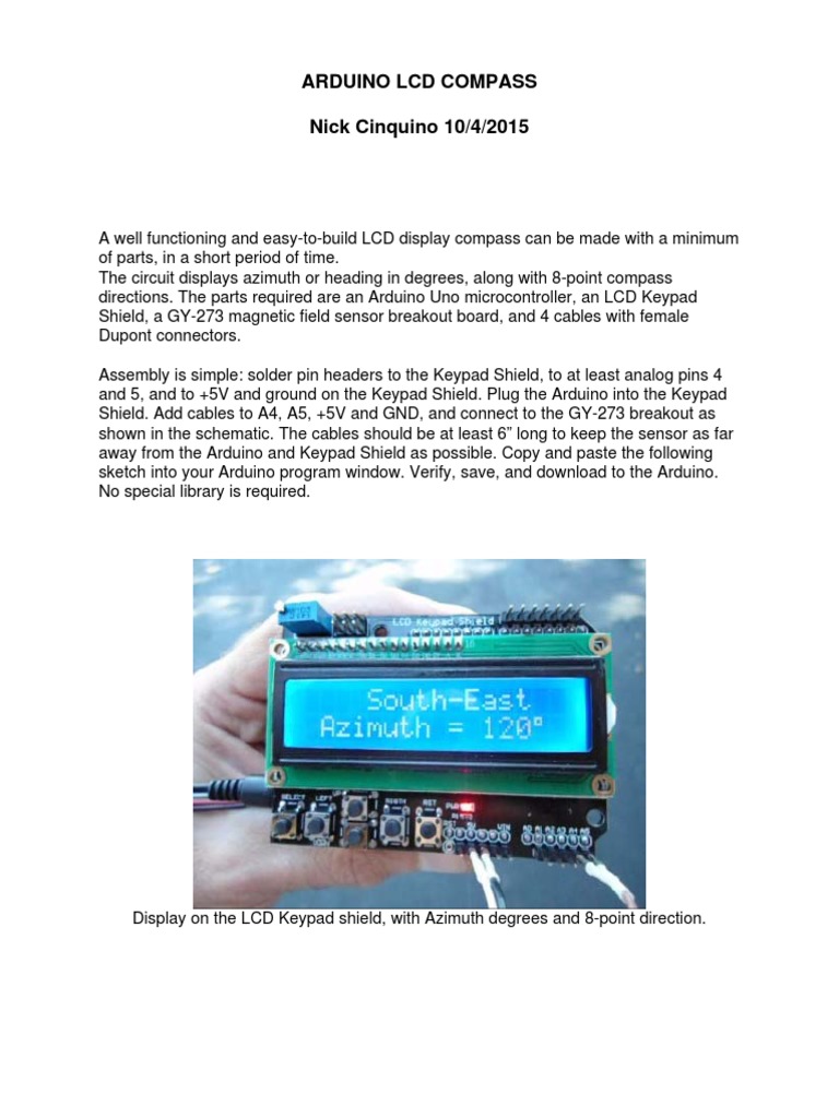 Arduino LCD Compass Project | PDF | Arduino | Electronic Engineering