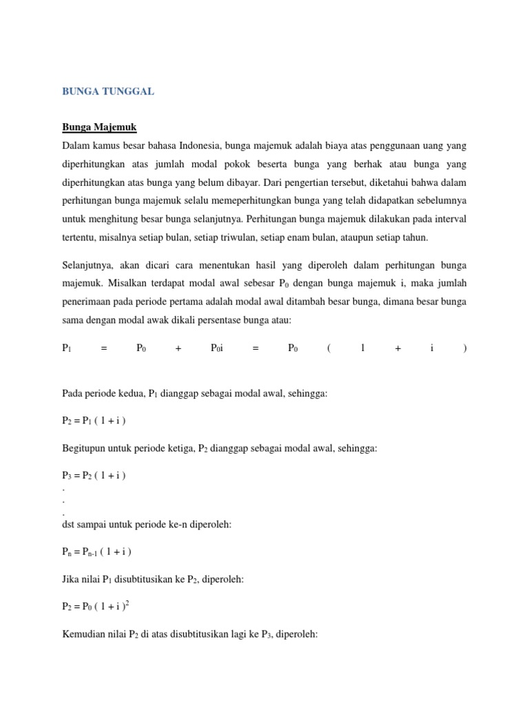 Contoh Soal Bunga Tunggal Dan Penyelesaiannya - Contoh Soal Terbaru
