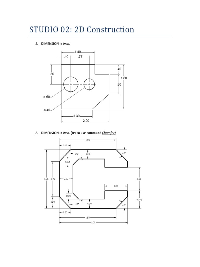 STUDIO 02: 2D Construction: 1. DIMENSION in Inch | PDF | Art