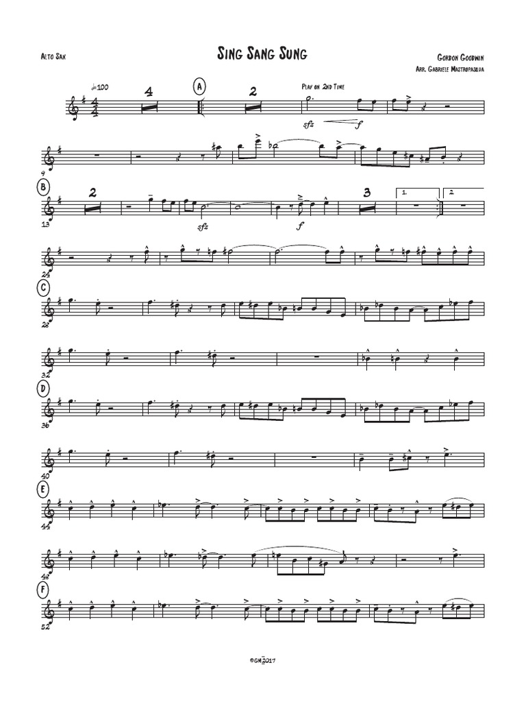 Sing Sang Sung Medium Band (5 Fiati) - Alto Sax | PDF