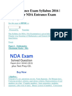 NDA Entrance Exam Syllabus 2016 - Syllabus For NDA Entrance Exam