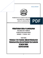 Perdes No 1 Tahun 2015 Tentang Siltap, Tunjangan Dan Tamsil Kedes Dan Perdes