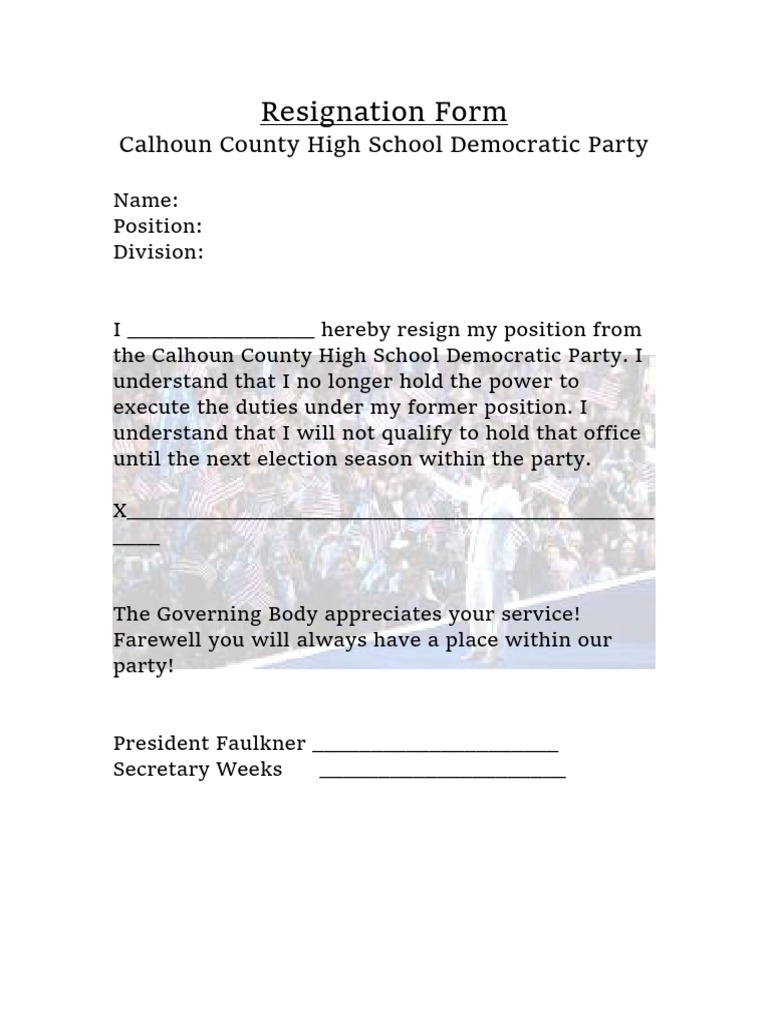 Resignation Form | PDF | Career & Growth | Politics