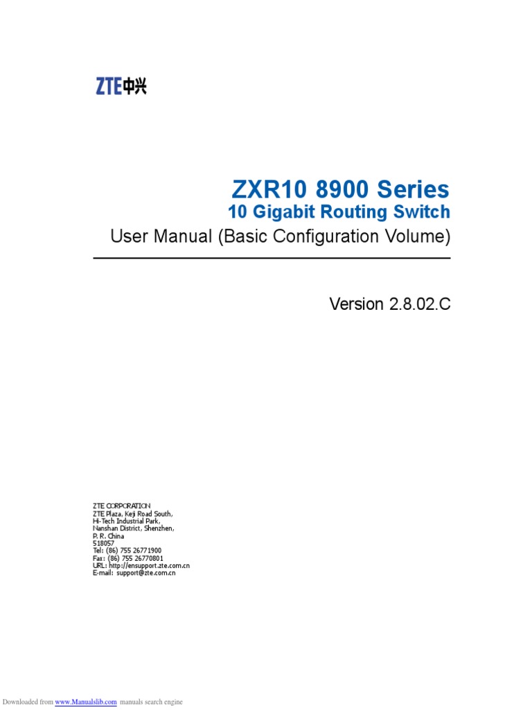ZXR10 8900 Series: User Manual (Basic Configuration Volume) | PDF