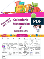 Calendario Matemático 3° Cuarto Bimestre