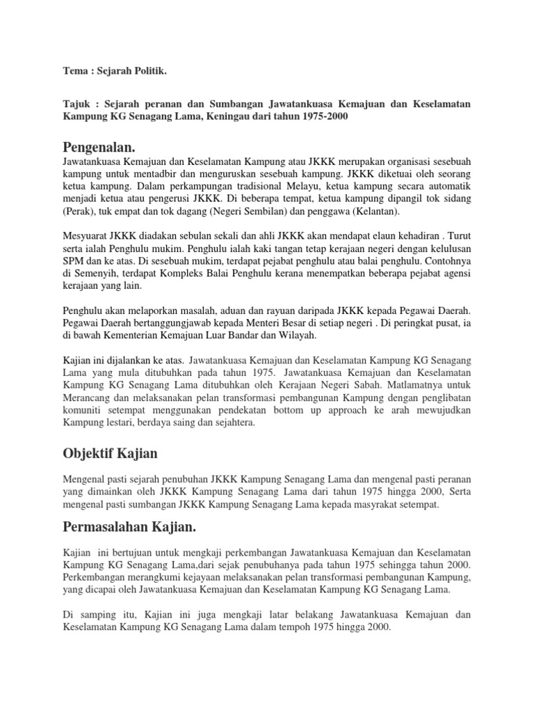 JKKK Kampung Senagang Lama Proposal  PDF