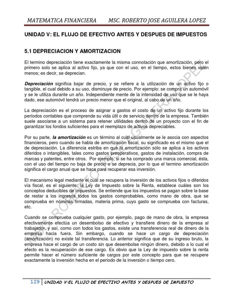 Flujo de Efectivo y Depreciación Fiscal | PDF | Depreciación ...