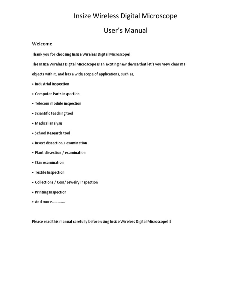 Insize Wireless Digital Microscope | PDF | Installation (Computer ...