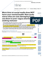 Social Media and Mental Health - News Article