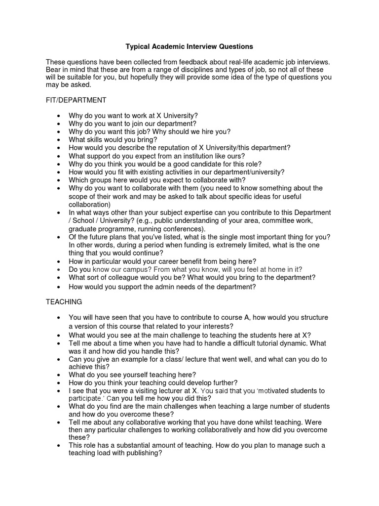 Typical Academic Interview Questions: Know Our Campus? From What You ...