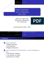 ALGEBRA (Integer Exponents & Laws of Exponents)