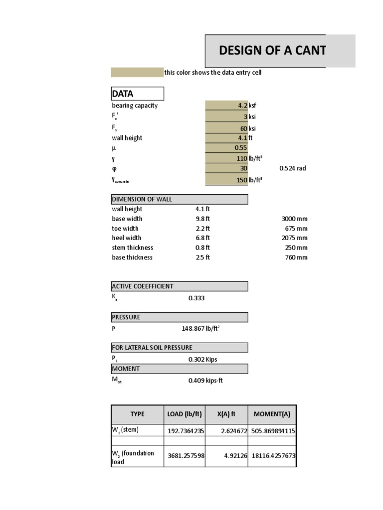Cantilever Retaining Wall Design Guide | PDF | Continuum Mechanics ...