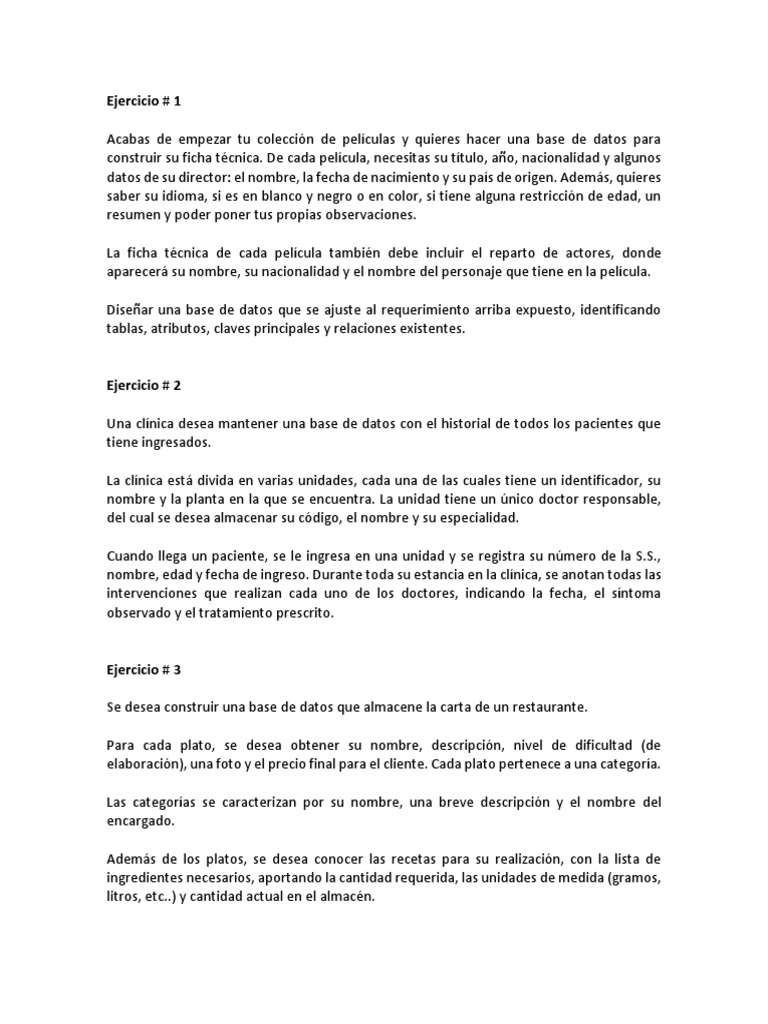 Ejercicio BD | PDF | Bases de datos | Business