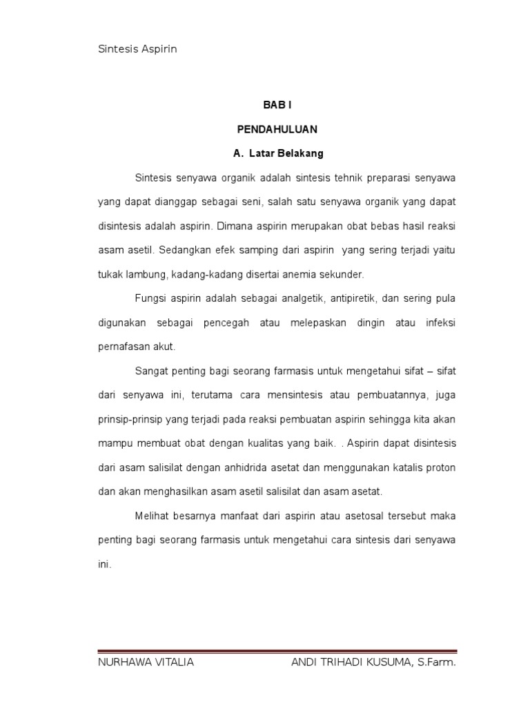 Sintesis Aspirin PDF