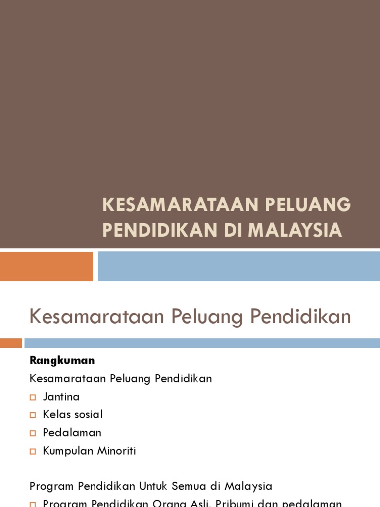 Kesamarataan Peluang Pendidikan Di Malaysia 10  PDF