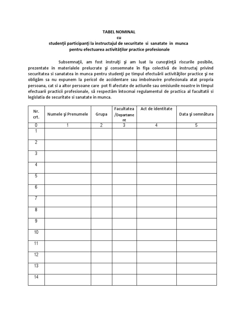 Grupa 2 De Munca Tabel