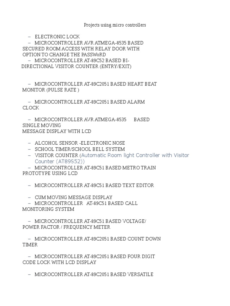 Microcontroller Project Ideas List | PDF | Technology & Engineering
