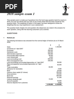 Accounting Sample Exam 1 2018 Debits And Credits Expense